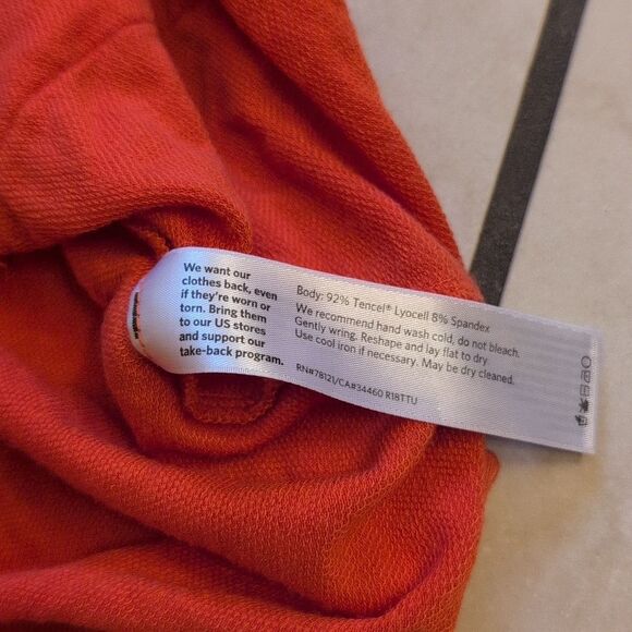 Eileen Fisher Tencel Terry Ballet Neck Tunic Hot Reddish Orange Size XS - Picture 5 of 9